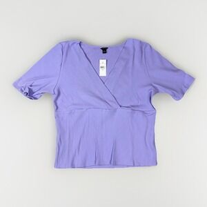 NWT Ann Taylor Sweater XXL Lilac Ribbed Cossover V-Neck Lightweight Classic